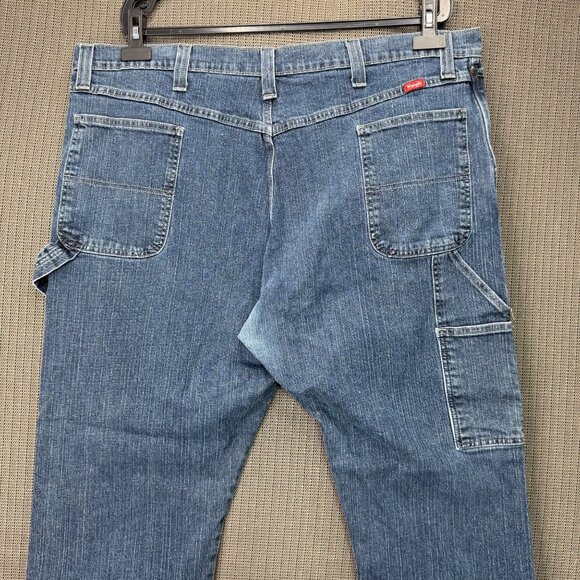 Wrangler Mens Size 44x32 Carpenter Jeans Relaxed Fit Blue Denim Cotton Blend - Picture 8 of 8